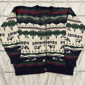 Northern Reflection Sweater Sz Xl Grannycore Farm Cozy Animals Cow Women’s Cute